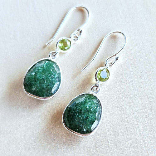 Green Aventurine & Peridot Faceted Earrings | Green Goddess