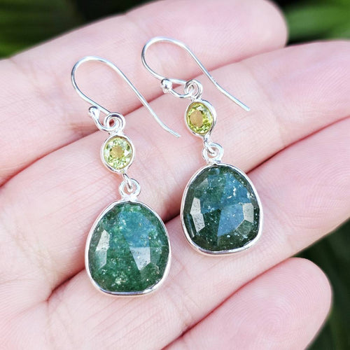 Green Aventurine & Peridot Faceted Earrings | Green Goddess