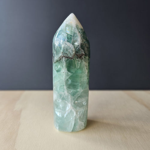 Green Fluorite Dome Point Tower | Heart-light Pillar