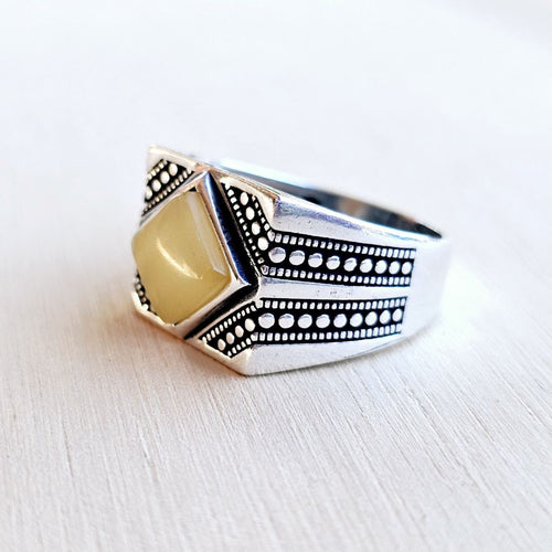 Honeycomb Amber Ring | Ancient Power, Modern Edge