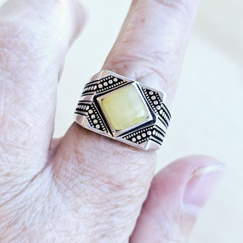 Honeycomb Amber Ring | Ancient Power, Modern Edge