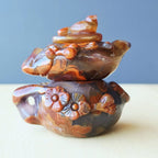 Hubei Agate Teapot With Bird Lid | Bird In An Autumn Tea Garden