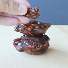Hubei Agate Teapot With Bird Lid | Bird In An Autumn Tea Garden
