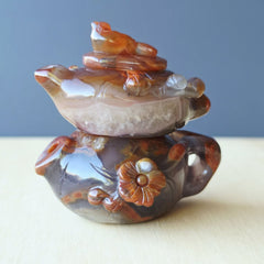 Hubei Agate Teapot With Bird Lid | Bird In An Autumn Tea Garden