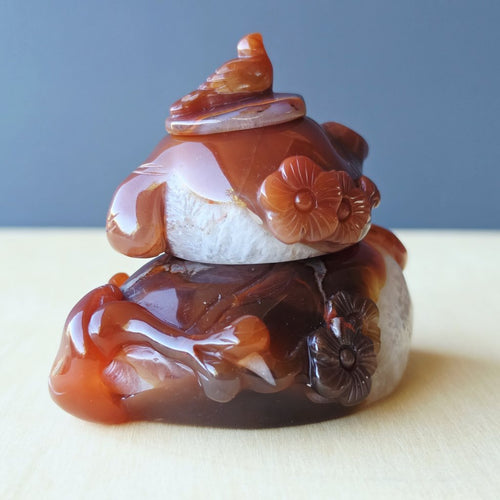 Hubei Agate Teapot With Bird Lid | Birds And Blossum
