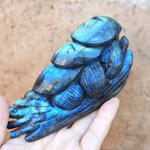 Labradorite Mushroom Carving | Flashcap Trio