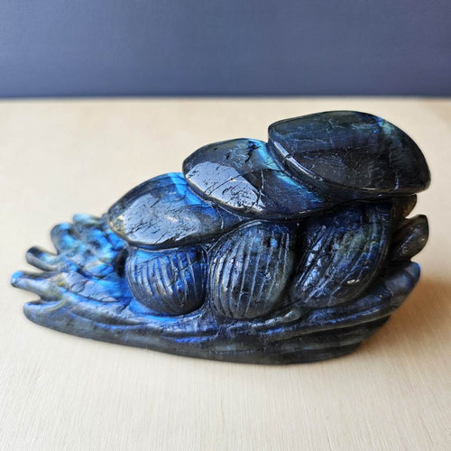 Labradorite Mushroom Carving | Flashcap Trio
