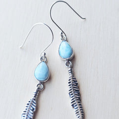 Larimar Feather Earrings | Spirit Flight