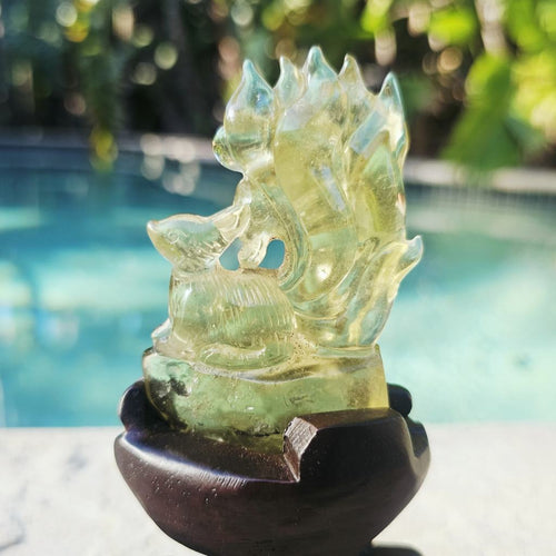 Libyan Desert Glass 9 Tail Fox Carving | Guardian Of 9