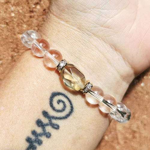 Libyan Desert Glass & Quartz Bracelet | The Ascension Bracelet