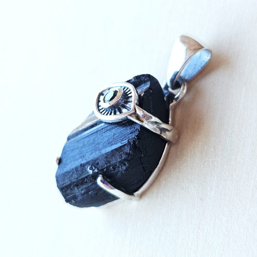 Moldavite & Black Tourmaline Pendant | Core Alignment