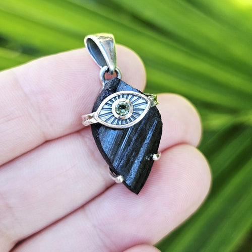 Moldavite & Black Tourmaline Pendant | Core Alignment