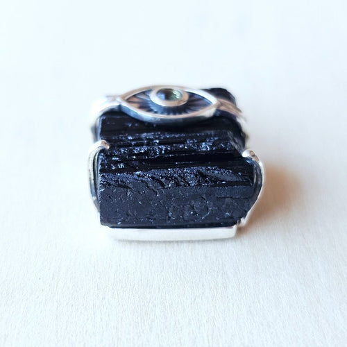 Moldavite & Black Tourmaline Pendant | Frequency Assist