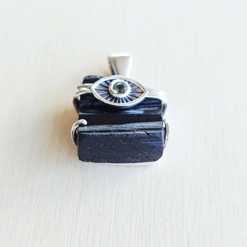 Moldavite & Black Tourmaline Pendant | Power Meets Purpose