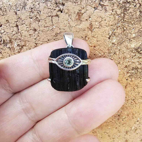 Moldavite & Black Tourmaline Pendant | Power Meets Purpose