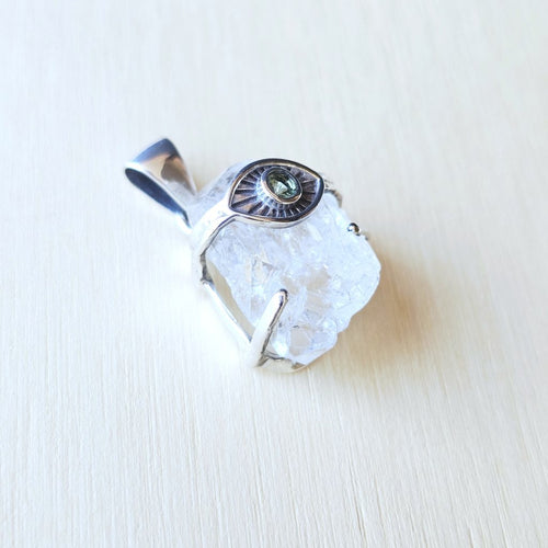 Moldavite & Herkimer Pendant | Natural Alignment