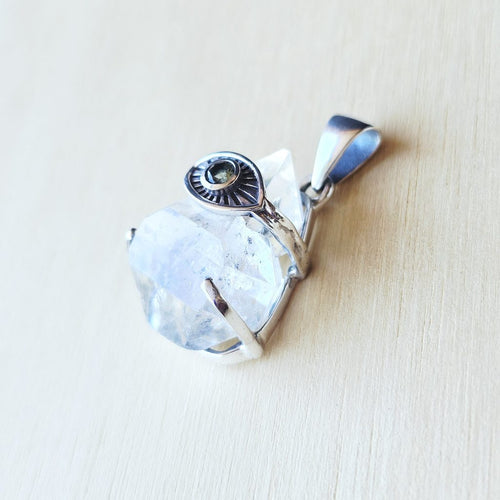 Moldavite & Herkimer Pendant | Quantum Vision