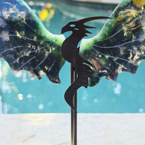 Moss Agate Dragon | On Stand