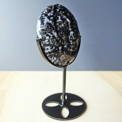 Mystic Merlinite Moon Face Carving | Custom Stand