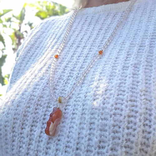 Nanhong Agate Adjustable Necklace | Bamboo Serenity