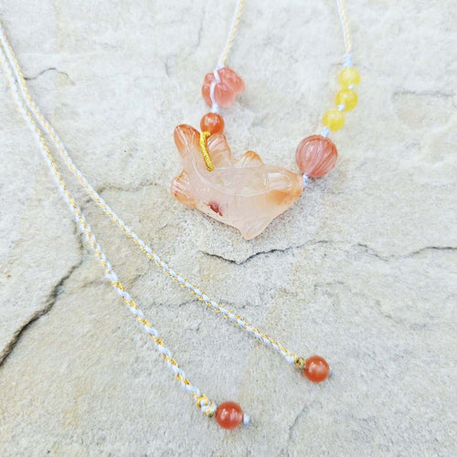 Nanhong Agate Koi Fish Adjustable Necklace | Tranquil Waters