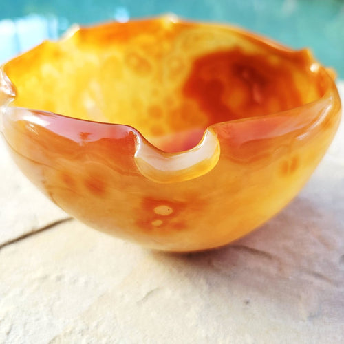 Natural Carnelian Carved Bowl 465gms