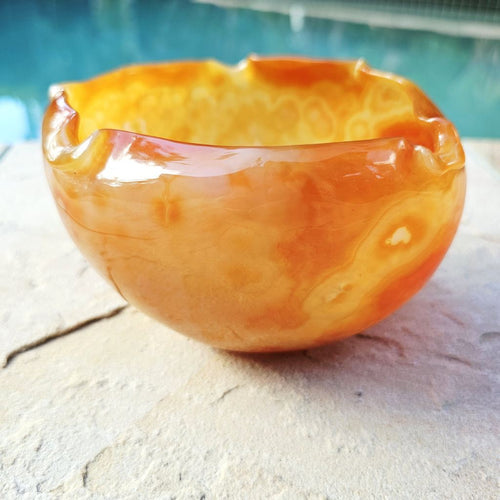 Natural Carnelian Carved Bowl 465gms