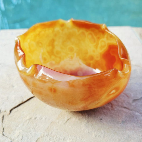 Natural Carnelian Carved Bowl 465gms