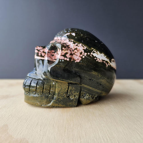 Ocean Jasper Skull Carving | The Masked Mystic