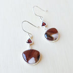 Petrified Wood Earrings & Faceted Garnet | Earthkeeper