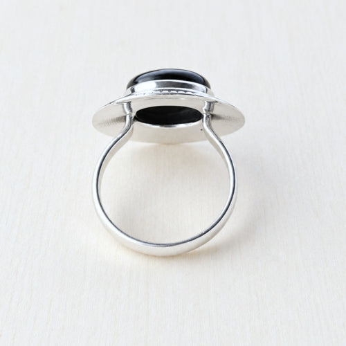 Sterling Silver Black Onyx Unisex Ring