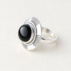 Sterling Silver Black Onyx Unisex Ring