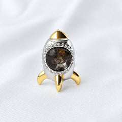 Sericho Meteorite Rocket Ship Pendant | Gold & Silver Titanium