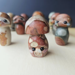 Polychrome Jasper Mushrooms | Obsidian Gaze Guardians