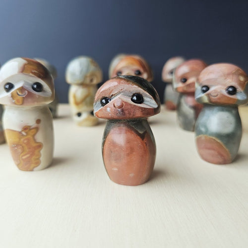Polychrome Jasper Mushrooms | Obsidian Gaze Guardians