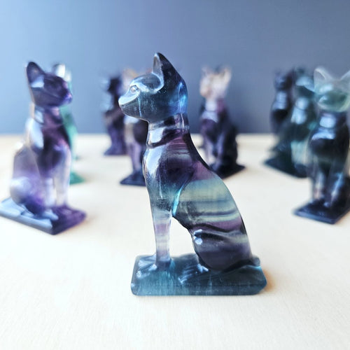 Rainbow Fluorite Cat | Mystic Watcher