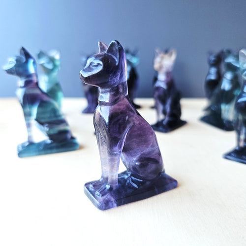 Rainbow Fluorite Cat | Mystic Watcher