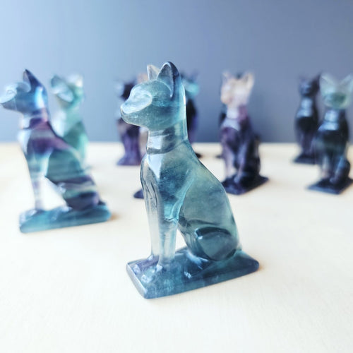 Rainbow Fluorite Cat | Mystic Watcher