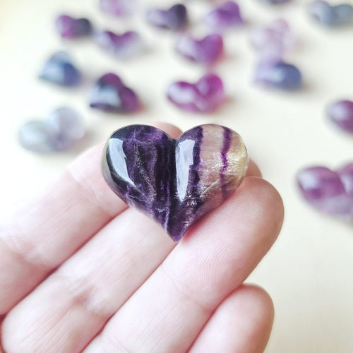 Rainbow Fluorite Hearts | The Banded Companions