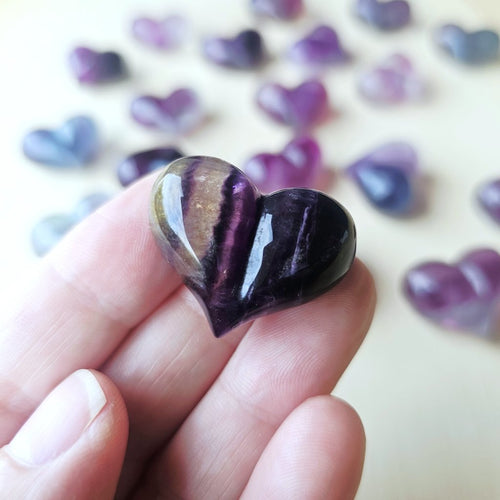Rainbow Fluorite Hearts | The Banded Companions
