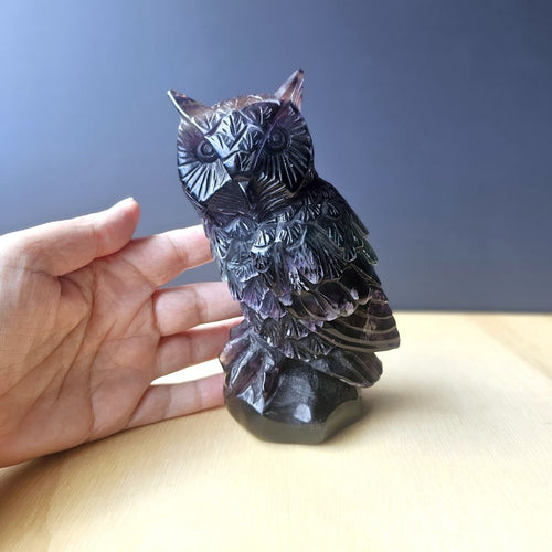 Rainbow Fluorite Owl | The Rainbow Seer Of Clarity