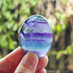 Rainbow Fluorite Palm Stones | Rainbow Strata