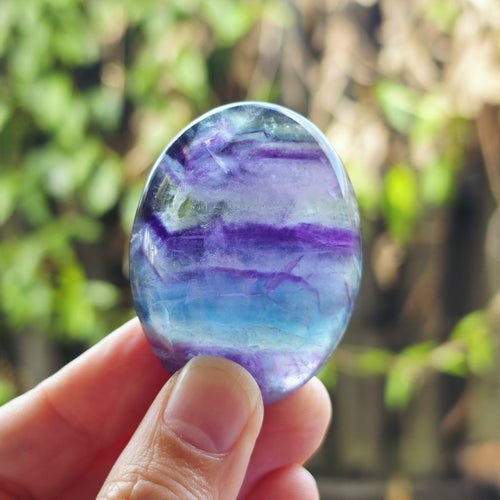 Rainbow Fluorite Palm Stones | Rainbow Strata