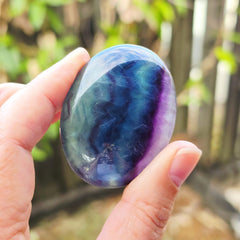 Rainbow Fluorite Palm Stones | Rainbow Strata