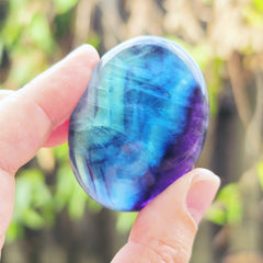 Rainbow Fluorite Palm Stones | Rainbow Strata