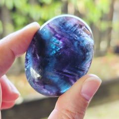 Rainbow Fluorite Palm Stones | Rainbow Strata
