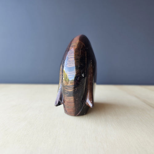 Red Tigers Eye Penguin Carving | Pengy