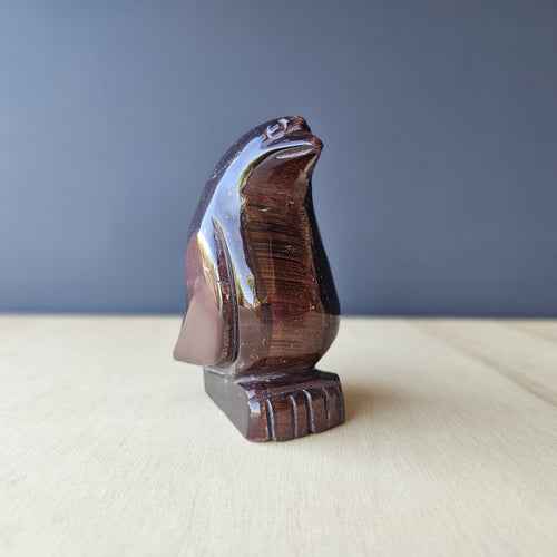 Red Tigers Eye Penguin Carving | Pengy
