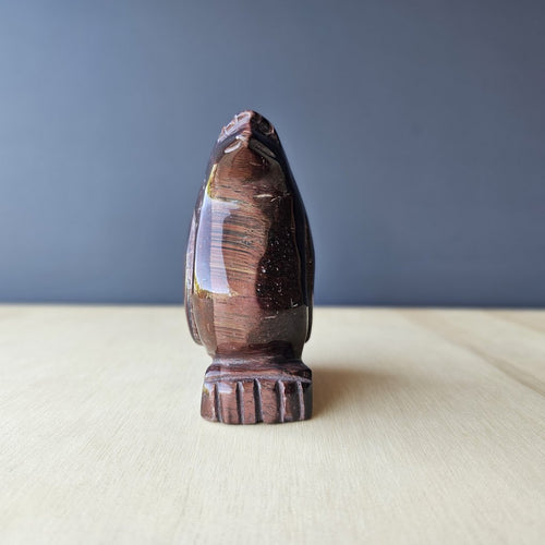 Red Tigers Eye Penguin Carving | Pengy