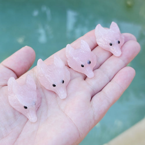 Rose Quartz Wolf Head Carvings | Wild Heart